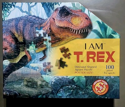 I AM T-Rex 100 Piece Animal Head-Shaped Jigsaw Puzzle