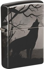 Zippo 49188, Howling Wolves Design, 360 Laser, Black Ice Finish Lighter