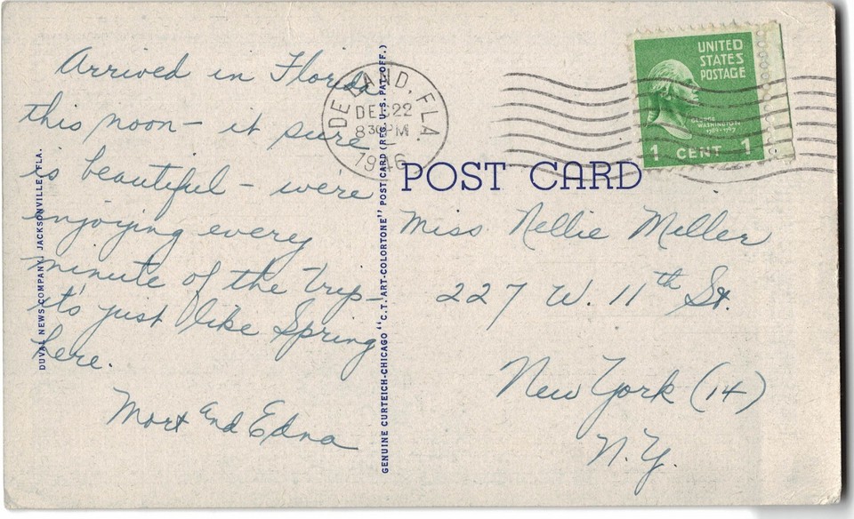 C1940 Jacksonville FL Big Letter Color Beach Pier Park Ride Car Vintage