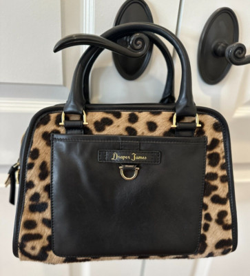 Draper James Leopard Lady Satchel Leather Calf Hair Handbag NEW