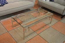 Coffee Table Kesterport Cendrin Glass and Chrome Large Rectangular Designer