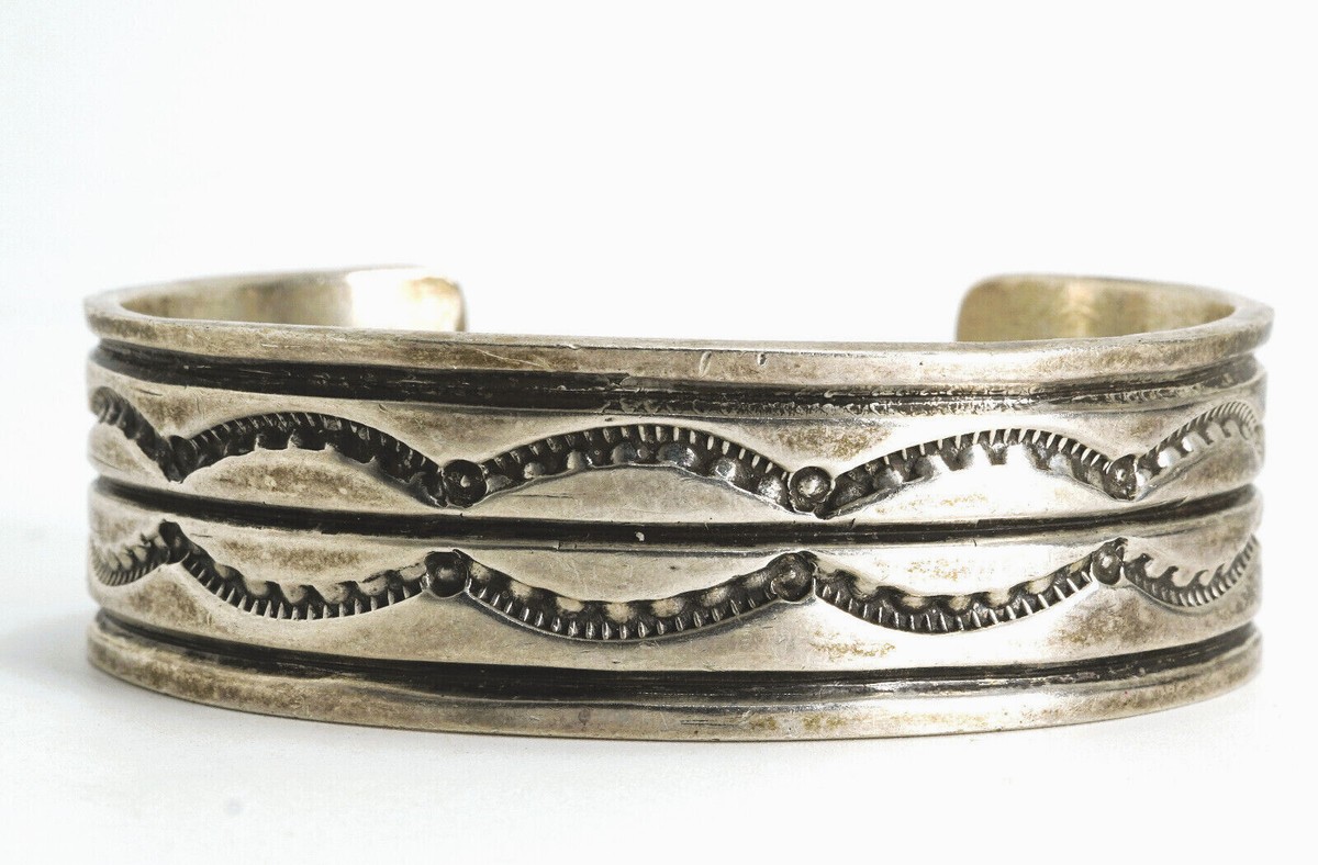 SILVER925 NATIVE DESIGN WIDE BANGLE/シルバー Navajo Native American Sterling Silver Wide Cuff Bracelet