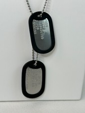 Genuine Embossed Personalized Military Issue Stainless Matte Finish Dog Tag Set