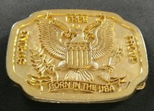 BORN IN THE U.S.A. USA STRONG FREE PROUD PATRIOTIC SEAL EAGLE BELT BUCKLE RM FAY