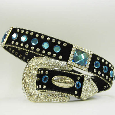 XS S M L XL Black HAIR LEATHER blue RHINESTONE WESTERN  display picture 3