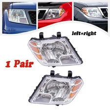 1 Pair Headlight Halogen Head Lamps For Nissan Frontier Pickup Truck 2009 - 2018