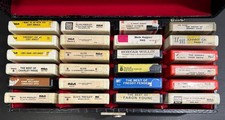 Vintage Country 8 Track Lot of 24 w/ Black Case Elvis Cash Haggard Untested