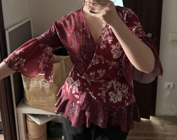 Women French Connection Shirt Burgundy S