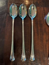 3 Gorham Design Studios Japan Iced Tea Spoons NOUVEAU Lot Glossy Stainless 7 3/4