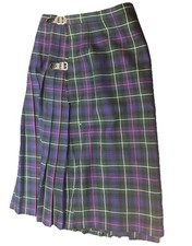 Glen Barton Scotland Wool Tartan Kilt Plaid Skirt Size 12/40 VGC Pleated
