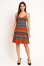 Charlotte Russe Dress Midi Women L Boho Paisley Sundress Y2K Style Summer Travel