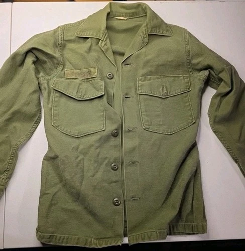 Vintage Sateen Cotton Military Shirt Vietnam Era US Army Small?