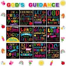46 Pcs Christian Bible Verse Bulletin Board Posters Set God's Guidance Classr...