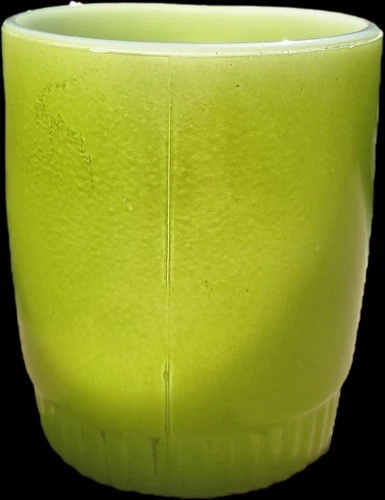 Vintage Anchor Hocking Fire King Oven-Proof USA Green 70’s Milk Glass Mug Cup