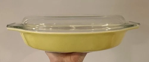 Vintage Pyrex Verde Green Divided Split Casserole Dish with Lid 1.5 Qt