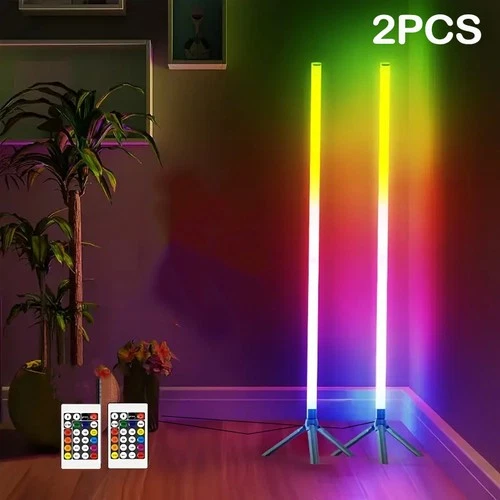 2Pack RGB LED Corner Floor Lamp Minimalist Mood Light Colour Changing w/Remote
