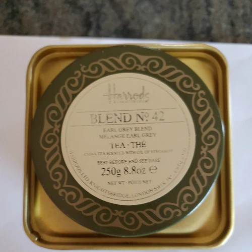 Vintage Green Harrod's knightsbridge London -Tea Tin Earl Grey Blend No 42.