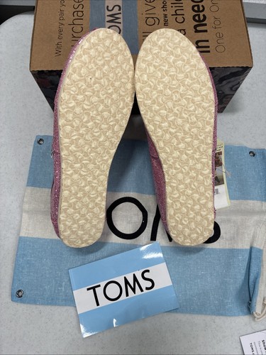 Scarpe slip on Toms Classics rosa glitter giovani taglia 2 bambina NUOVE - Foto 3 di 5