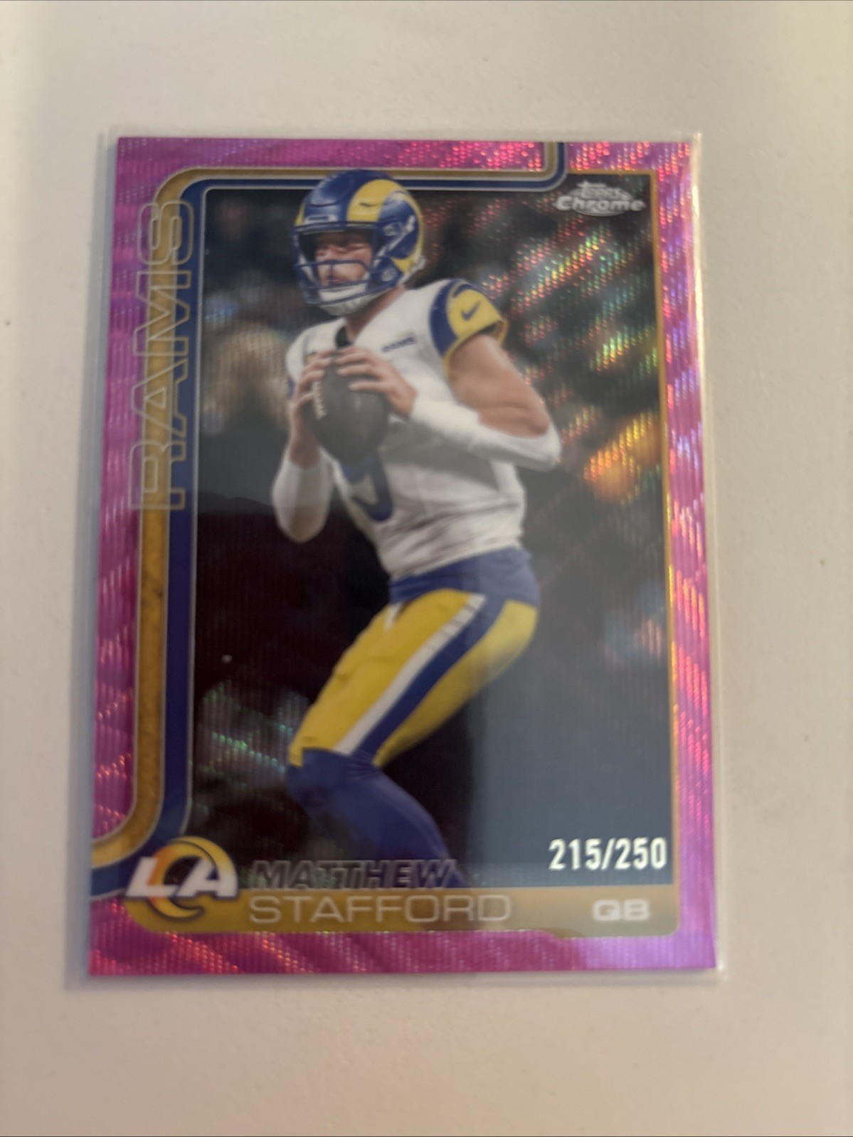 MATTHEW STAFFORD 2025 TOPPS CHROME #169 PINK WAVE REFRACTOR /250 RAMS Buyback!!