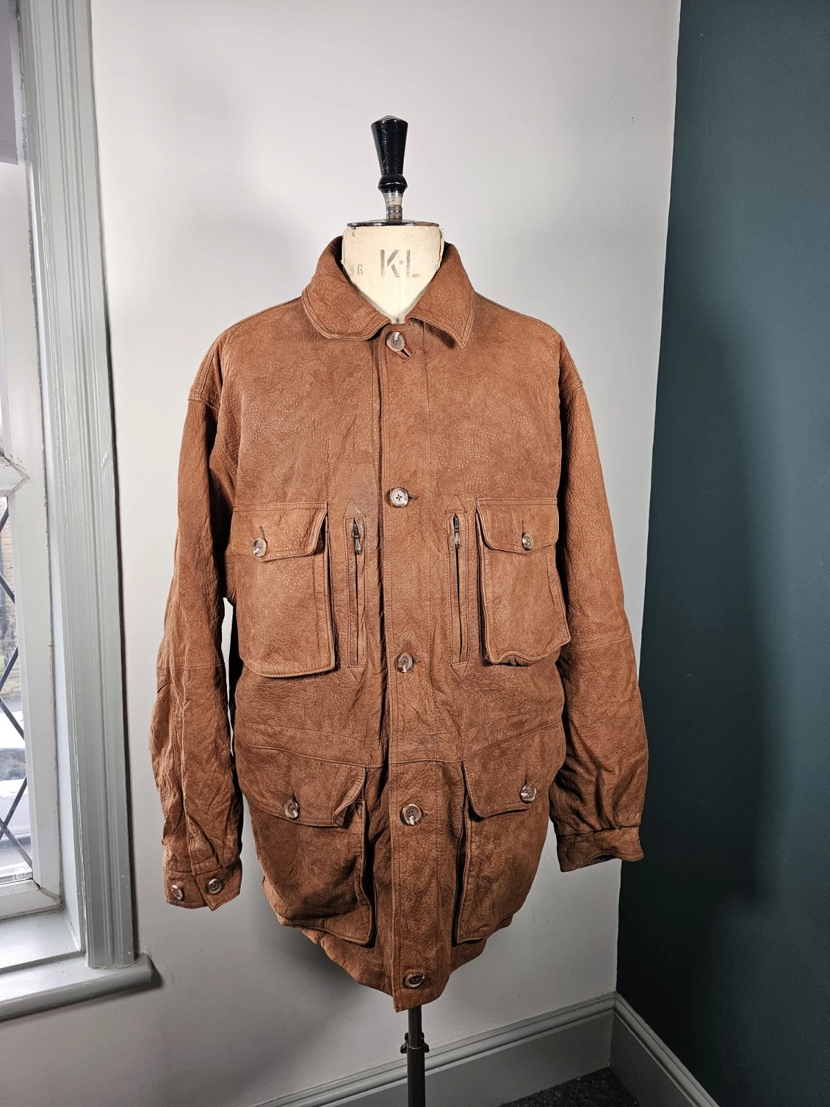 VTG Timberland Lambskin Leather Jacket Men's 2XL/3XL Tan Brown Chore Coat