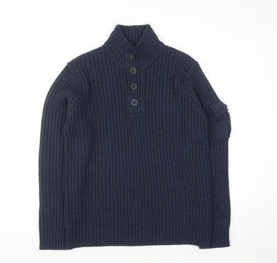 Henley-Pullover Herren UK Größe L Dissident Blau