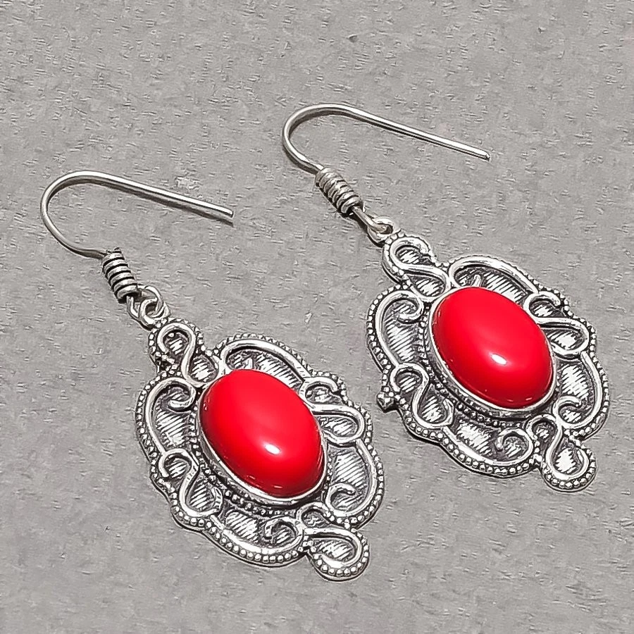 Orecchini Lunghi Clip On Goccia – Smalto Rosso E Oro – Gioielli Donna Fashion