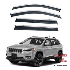 4pcs Smoke Tint with Chrome Trim Outside Mount Tape On/Clip On Style PVC Sun