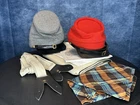 Civil War confederate hats, gum blanket and patterns, lot.