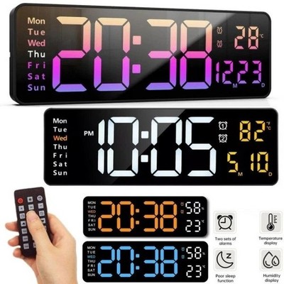 16inch BIG DIGITAL LED CLOCK WALL MOUNT LARGE NUMBERS TIMER DATE TEMPERATURE US