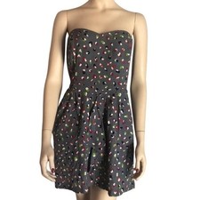 Cooperative Urban Outfitters Strapless Mini Dress Gray Abstract Print Large