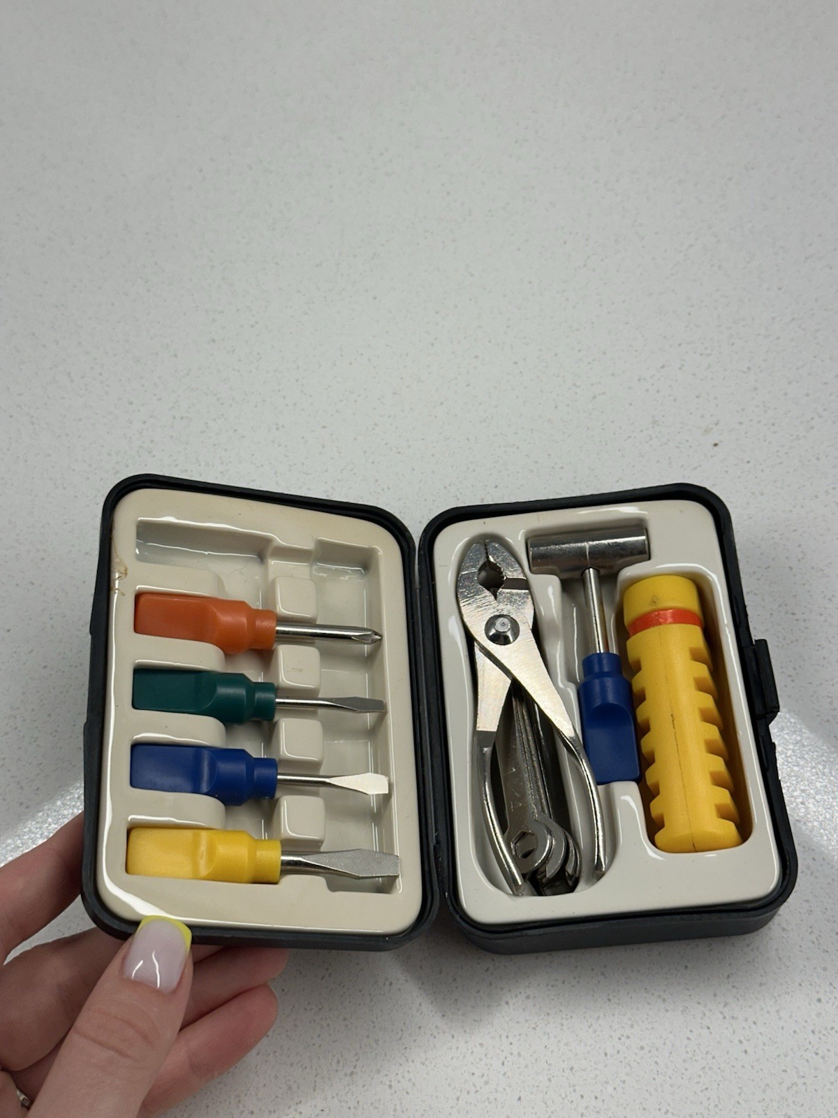 Mini Tool Kit Screwdriver Set Hammer Pliers Compact Travel C