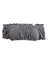 Kate Spade New York Women's Off-The-Shoulder Check Swim Top Swimsuit M, Black 