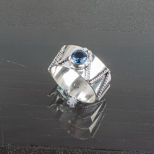 London Blue Topaz Gemstone 925 Sterling Silver Handcrafted Jewelry Wedding Ring