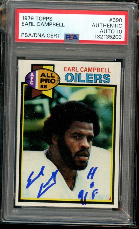 Earl Campbell 'HOF 91' Signed 1979 Topps Rookie #390 - Auto Gem 10! (PSA/DNA)