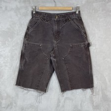 Vintage Carhartt B136 DKB Dark Brown Double Knee Faded Shorts Tag 28 fit 27x12