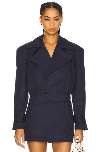 For Love & Lemons Oversized Trench & Micro skirt Set Navy XS NWT