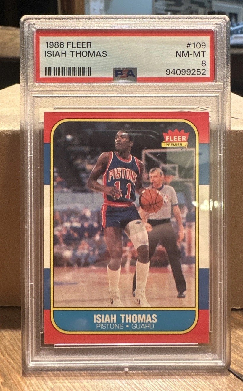 1986-87 Fleer Isiah Thomas #109 (RC) PSA 8