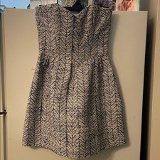 Sezane Size XS Strapless Blue Multi Lined Dress Corset Top Class Designer Sleek