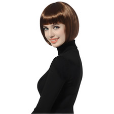 Dress Up America Short Bob Wig for Women Glam Straight Hair with Bangs