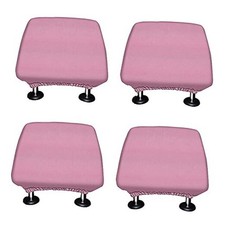 Set of 4 Car Seat Head Rest Cover, Protective Fabric Design Cover Solid Pink