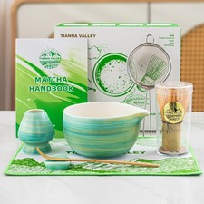 Matcha Whisk Set,7 Pcs Matcha Set Light Green,Matcha Kit for Ceremony,480Ml