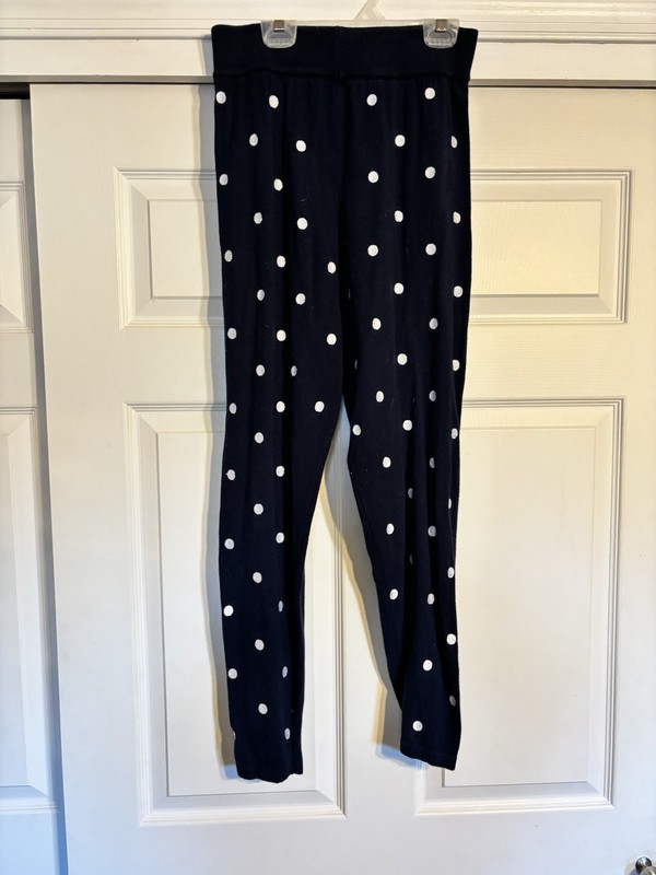 Vintage United Colors Of Benetton Women’s Pull On Pants Navy W White Polka Dots