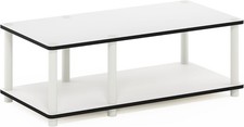 Compact Open Shelf White TV Stand, 31.5 Inches for Stylish Living Rooms
