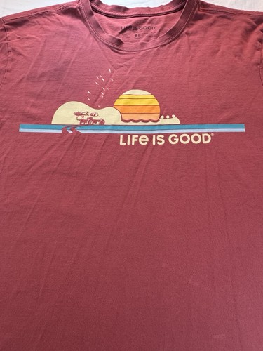 LIFE IS GOOD Men's Crusher Tee T-Shirt Jeep Surfing Sun Up Waves Size XL - Picture 5 of 8
