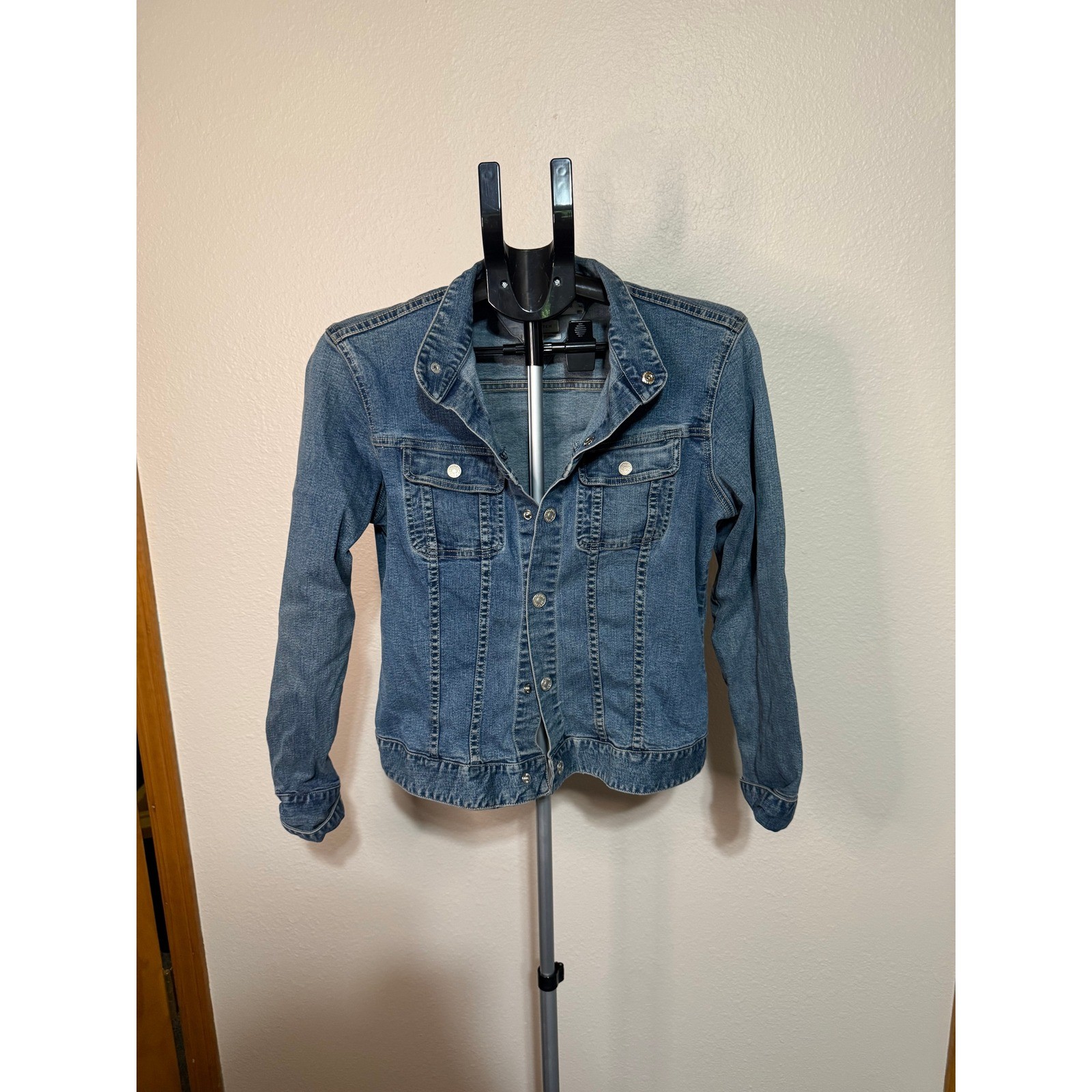 Tommy Hilfiger Jeans Womens Medium Blue Stretch Denim Trucker Jacket Size M