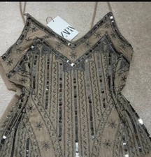 Zara Beaded Embellished Tulle Top BNWT Size M