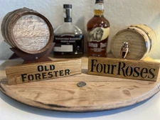 Four Roses & Old Forester Set Of 2 Bourbon Barrel Whiskey Stave Pieces Bar Decor