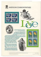 #2535-6 29c &52c Love Stamps USPS #362 Commemorative Stamp Panel