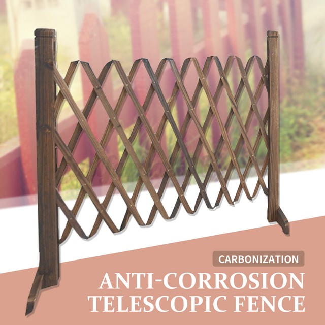 expanding portable fence wooden screen pet gate kid safety dog lawn patio garden