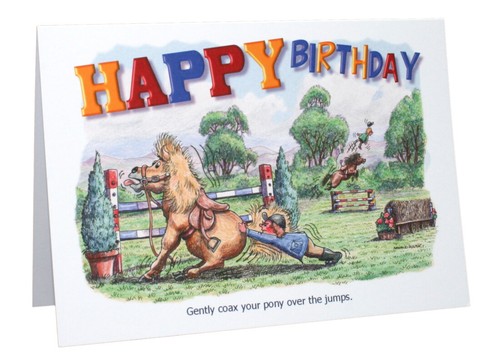 HAPPY BIRTHDAY HORSE & PONIES HUMOUR CARTOON A5 GREETING CARD BY ARMAND FOSTER - View #6